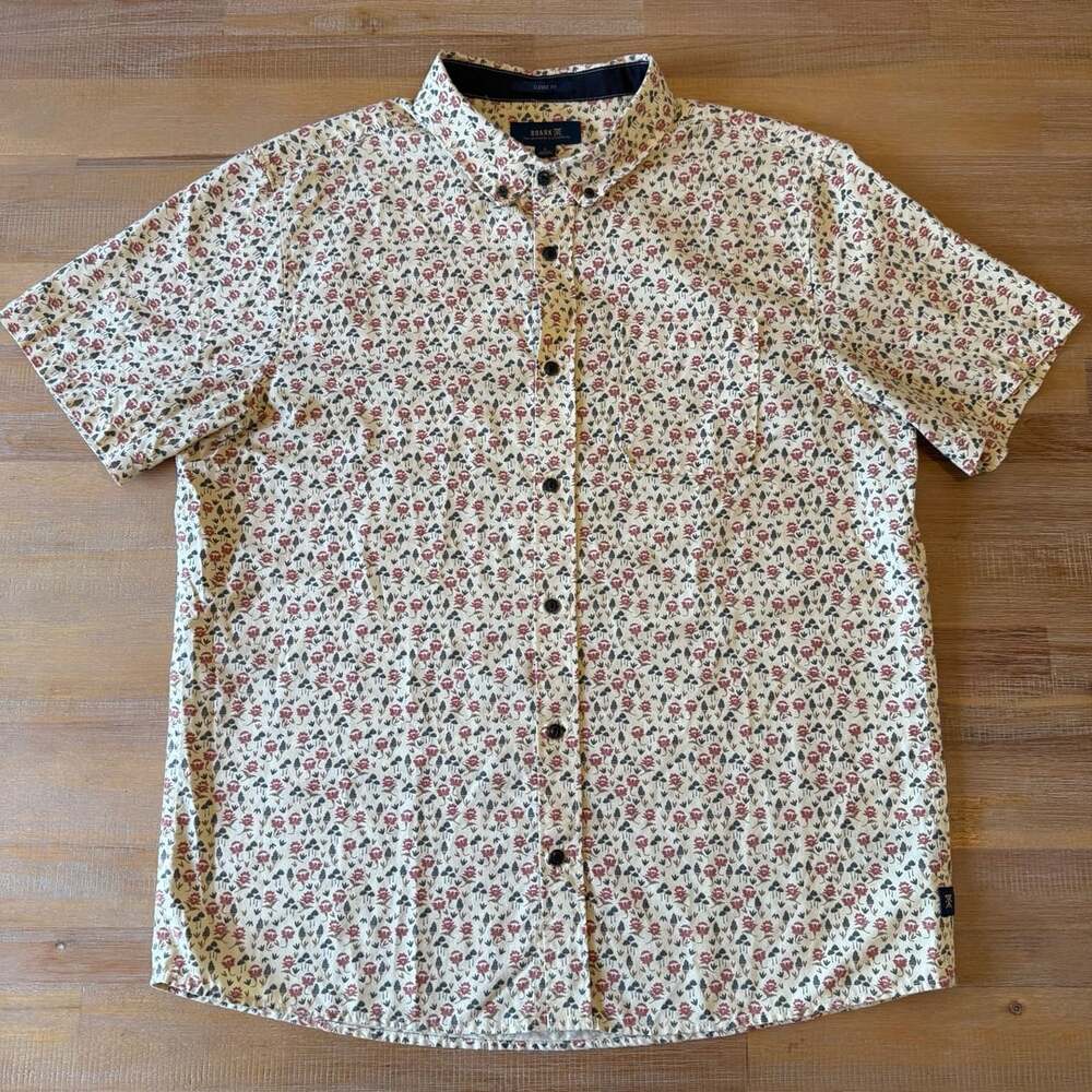 Roark Classic Fit Short Sleeve Shirt Size L Floral Cotton Blend